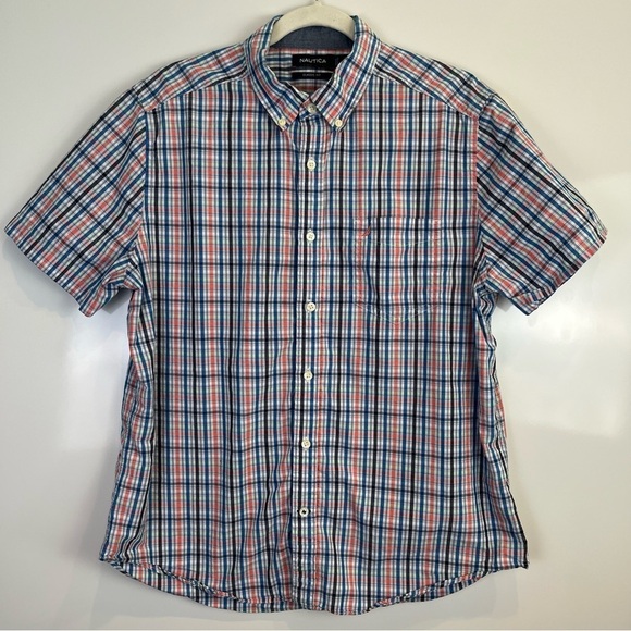 2/$30 Nautica Men's Blue Plaid Shirt - Picture 1 of 5